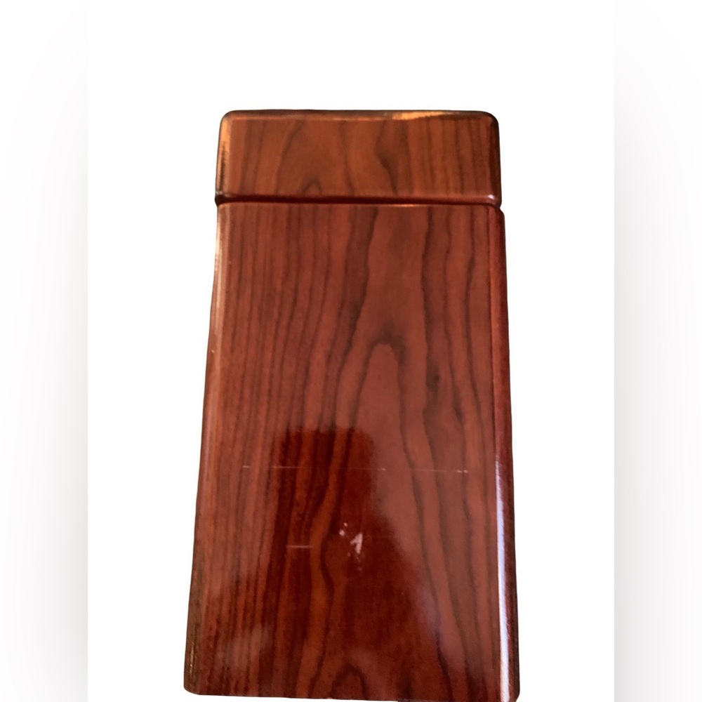 1915 Tall Hinged Wood Cigar Humidor Box 9-1/2" Tall Slight Small Scratch See Pic